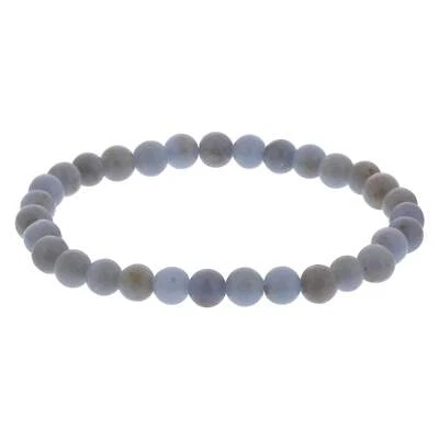 6mm Angelite Gemstone Round Bead Unisex Stretch Bracelet - Image 1 of 2
