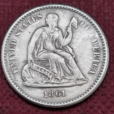 1861 over 0 Seated Liberty Half Dime 5c FS301 Higher Grade AU #58824 Cover