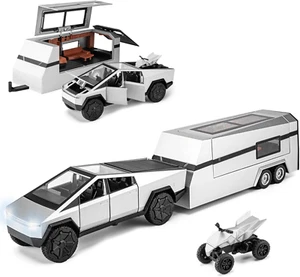 Juguete Cybertruck para niños, camioneta pickup con RV motocicleta Cybertquad troquel metálico - Imagen 1 de 13