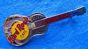 ATLANTA SILVER TRI PLATE ACOUSTIC GUITAR MODEL 35 2LC Hard Rock Cafe PINS - Picture 1 of 1