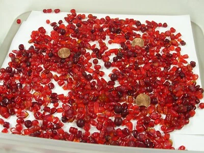 2 Pounds Assorted Shapes and Sizes India Handmade Red Glass Beads (TRP-5) ⭐ - Image 1 of 4