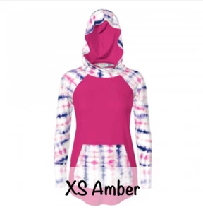 LuLaRoe XS Amber Kapuzensweatshirt Rosa Blau Weiß Batik Neu mit Etikett - Bild 1 von 2