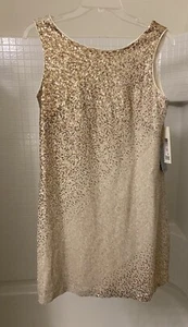 Nordstrom Sequin Mini Dress Gold Cream Eliza J 10P Taylor Swift Eras Cocktail - Picture 1 of 15