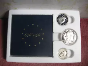 1776-1976 BICENTENNIAL SILVER SET IKE DOLLAR, KENNEDY , WASHINGTON QUARTER - Picture 1 of 3