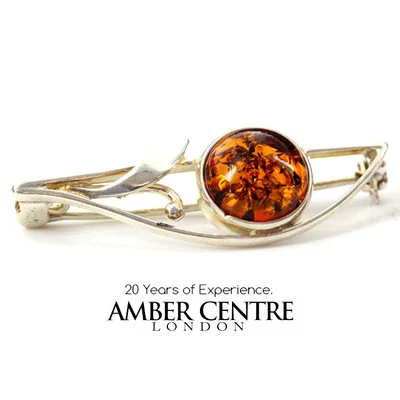 Handmade Italian Style German Baltic Amber Brooch 925 SILVER  BD024 RRP£50!!! - Image 1 of 4