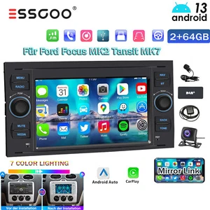 Für Ford Focus Fiesta C S Max Transit Android 13 Autoradio Carplay Kam DAB 64G - Bild 1 von 15