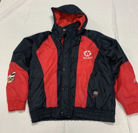 NASCAR Vintage Checkered Flag Sports Texaco Vavoline Racing Ernie Irvan Coat L Cover