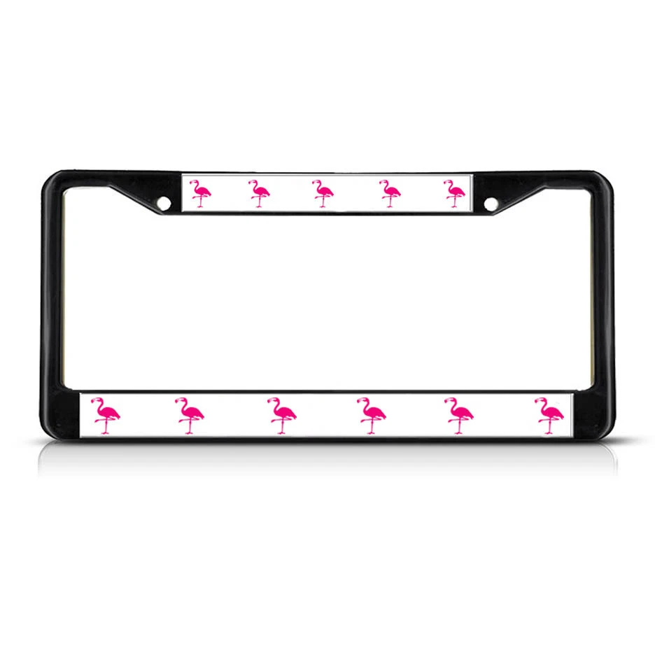 РОЗОВЫЙ ФЛАМИНГО животное черный сверхпрочный металлический номерной знак рама - Изображение 1 из 1