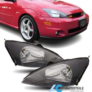 For 2000-2004 Ford Focus Headlights Assembly Head Lamps Black Housing Clear - Picture 1 of 6