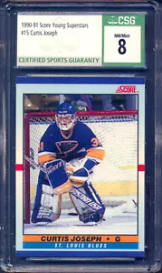 1990 Score NHL #15 Curtis Joseph Rookie Graded CSG 8 NM-MT Blues Maple Leafs RC - Picture 1 of 2