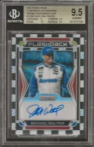 2022 Prizm Racing Michael Waltrip Bandiera a scacchi Flashback Auto 08/25 - BGS 9.5 - Foto 1 di 2