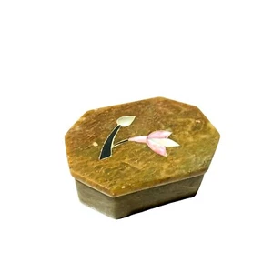 Exquisite Vintage handgefertigte indische Marmor Schmuck Ring Box - ein einzigartiger Schatz - Bild 1 von 9
