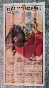 ORIGINAL Plaza De Toros Madrid Stierkampf 1966 Poster 21 x 38" selten & neuwertig - Bild 1 von 15