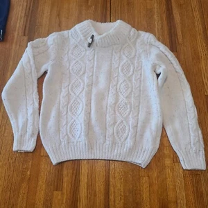 Janie & Jack Boys Cable Knit Sweater Ivory w/Gray Heather Faux Fur Neck NWOT 5 - Picture 1 of 6