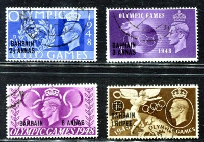Bahrein 1948 Rey Jorge VI Juegos Olímpicos Usado aVF SG#63-66 Completo A1924 Foto 1 de 4