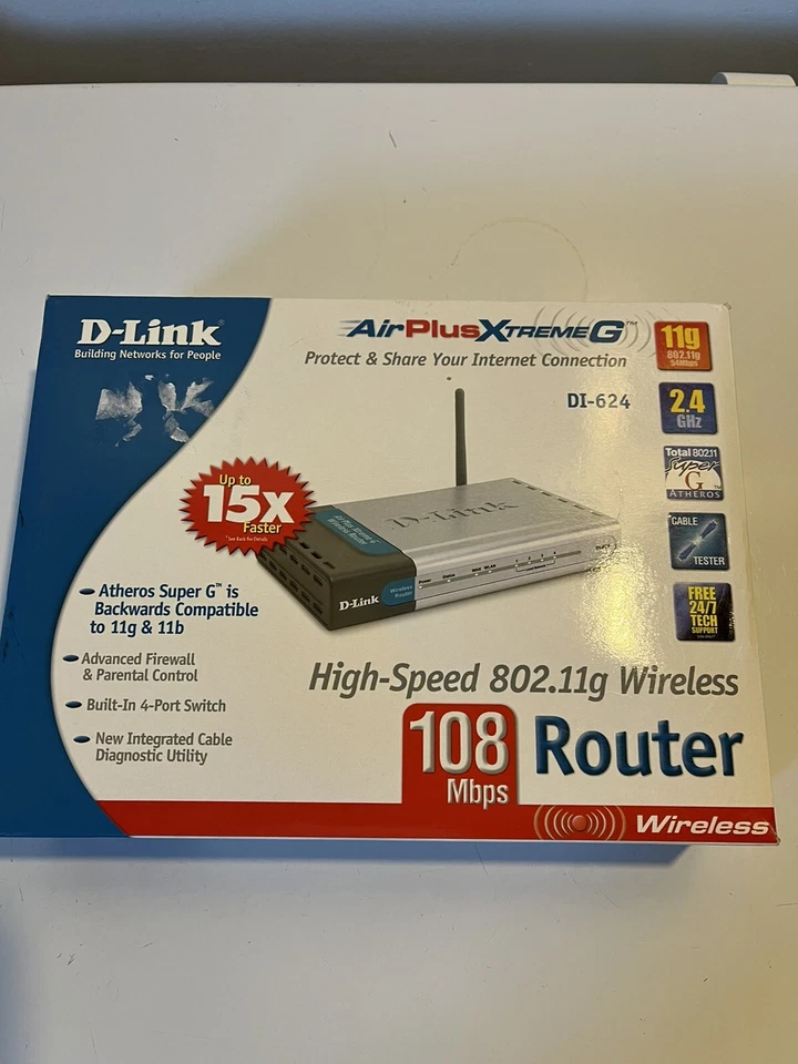 D-Link DI-624 108G High Speed Wireless Router AirPlus 802.11g - Image 1 of 4