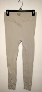 True by Rue21 Women's Ribbed Stretch Leggings Beige Size Medium CrissCross Waist - Picture 1 of 9