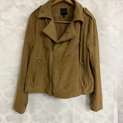 Chaqueta de gamuza sintética para mujer Lane Bryant 14/16 marrón manga larga moto cremallera Foto 1 de 4