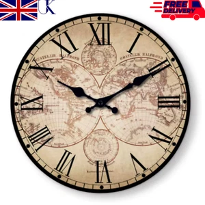Retro Maritim Küste Strand Kompass Holz Wanduhr - leise Quarzuhr für - Bild 1 von 18
