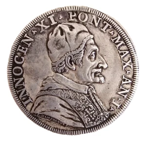Italien Kirchenstaat Innozenz XI. 1676 1689 Platte San Matteo Silber BB+ - Bild 1 von 2