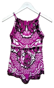 INC Women's Size S Sleeveless Tank Halter Top Pink White Black Floral Stretch - Picture 1 of 3