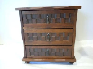 jewelry box 8 1/4 x 7 1/2 pre-owned Japan brown wood - Picture 1 of 9