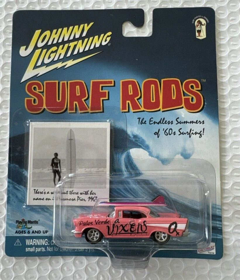 2000 Johnny Lightning Surf Rods 1957 Pink Chevy Palos Verde Vixens Diecast 1/64 - Image 1 of 1