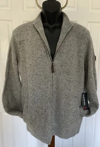 NWT- CLOUDVEIL- Men's M-  Donegal Full Zip Sweater /Jacket - Wool -Gray- $178 - Picture 1 of 12