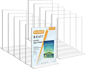 Acryl Schild Halter 8,5 x 11 Zoll 12er Pack, doppelseitig klar Tisch Menü Flyer - Bild 1 von 12
