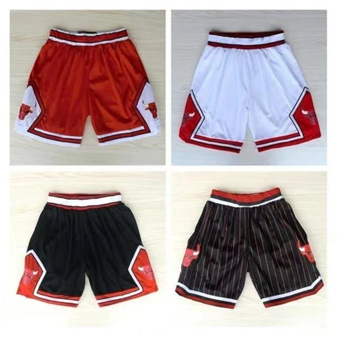 USA Size Mens Chicago Bull Basketball Shorts Retro Mesh Embroidered Cover