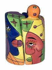 Picasso Style Colorful Abstract Cubism Salt & Pepper Shakers Stunning Art PO
