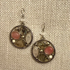 Y2K Vintage Drop Multicolor mother Of Pearl Enamel Drop Dangle Earrings Boho - Picture 1 of 9