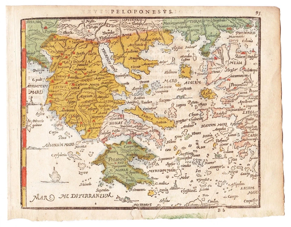 Greece Greek Archipelago Map Woodcut Heyns Ortelius 1598 - Image 1 of 1
