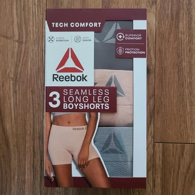 Reebok Womens 3-Pack Seamless Long Leg Boyshorts Panties Size XL - Image 1 of 4