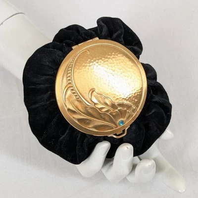 Vintage Powder Rouge Compact & Velvet Evening Bag Tam-O'-Shanter Style Lined - Image 1 of 4