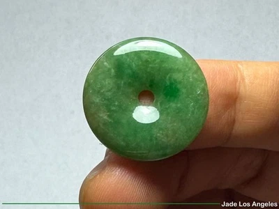 Donut Circle 平安扣 Rica Esmeralda Verde Guisante Jadeíta Suelto 17.00ct. L091 Foto 1 de 4