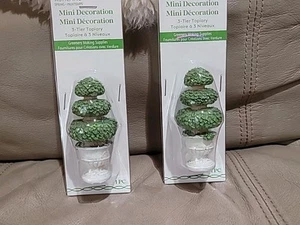 Ashland - Spring -2 Pk Mini Decoration 3- tier Topiary in Cement Container - Picture 1 of 4