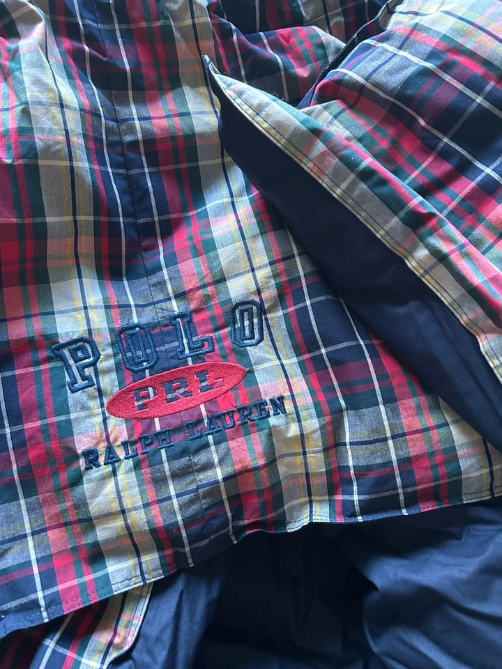 Ralph Lauren Polo Kelso Plaid Down Comforter King Navy Multi Embroidered NEW USA - Image 1 of 4