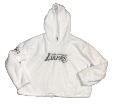 Moletom com capuz Ultra Game feminino Los Angeles Lakers cropped Sherpa branco 2XL - Imagem 1 de 4