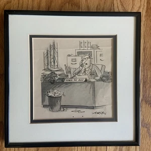 EDWIN THE BUSY framed art by Henry Martin cartoonist 8" x 8" - Picture 1 of 4