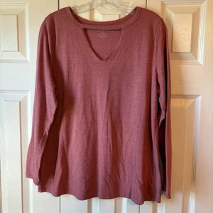 Camiseta triangular LANE BRYANT Top para mujer talla 14/16 salmón manga larga cuello en V - Imagen 1 de 4
