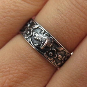 Anillo antiguo de plata de ley 925 Forget Me Not Charm con soporte talla 7,25 - Imagen 1 de 8