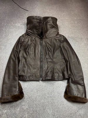 00s  0OPIUM JAPANESE RICK OWENS TYPE! RARE LUXURY FUR/LEATHER CROPPED JACKET - Image 1 of 4