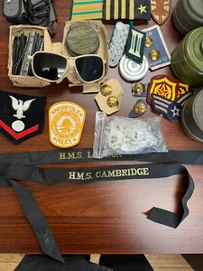 WW2 Sailor Bands Military Goggles and Patches Vintage Gas Mask shoulder spauls - Picture 1 of 3