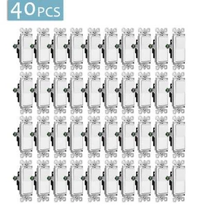 Paquete de 40 interruptores basculantes de paleta de un solo poste de pared encendido/apagado listados por UL para luces de techo - Imagen 1 de 12