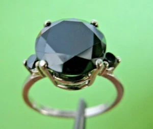 ANILLO DE DIAMANTES NEGROS REALES 3,25ctw *3 días* probador de diamantes gratis, certificado, talla 5 - Imagen 1 de 12