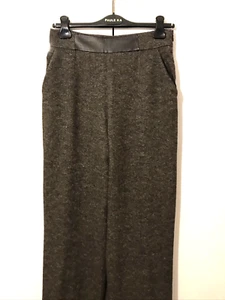 Paule Ka, France, Brown Tweed Wool And Leather Detail Trousers, Fr40, Uk 12 - Picture 1 of 6