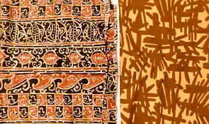 Tessuto tessile hawaiano retrò vintage MCM anni 70 44"W x 31", marrone arancione 44"L x 45" - Foto 1 di 8