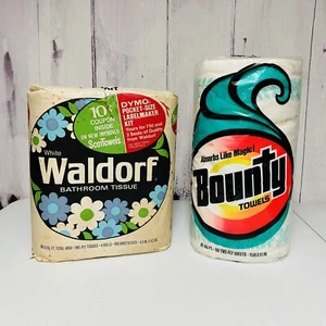 Vintage Waldorf Bathroom Tissue Scott 4 Rolls + Bounty Paper Towels Jumbo NOS - Picture 1 of 6
