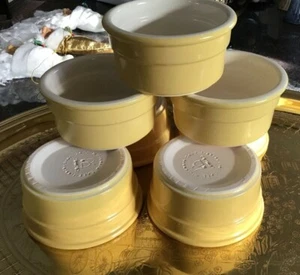 7 Cermer France Ramekins Butter Yellow Stoneware Ceramic Custard Brule' Cups  - Picture 1 of 11